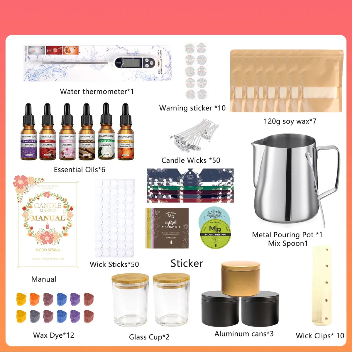 Kit para Hacer Velas Artesanales - Inicial Completo con Cera de Soya