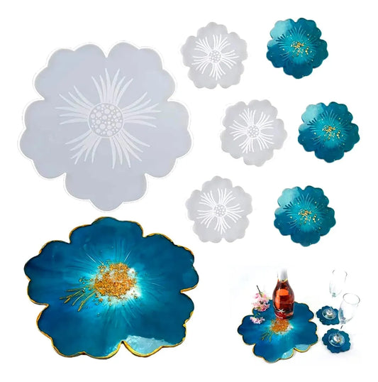 Molde set tabla de picar Posavasos Flor