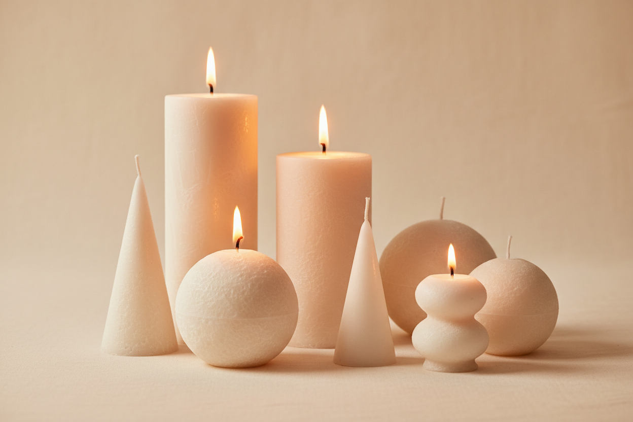 Velas terminadas con fondo claro